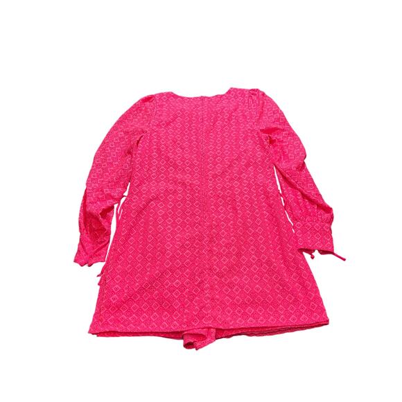 Lilly Pulitzer Aisha Romper Eyelet Lace Pink Isle Ditzy Diamond Poly Eyelet 10 - Picture 8 of 11